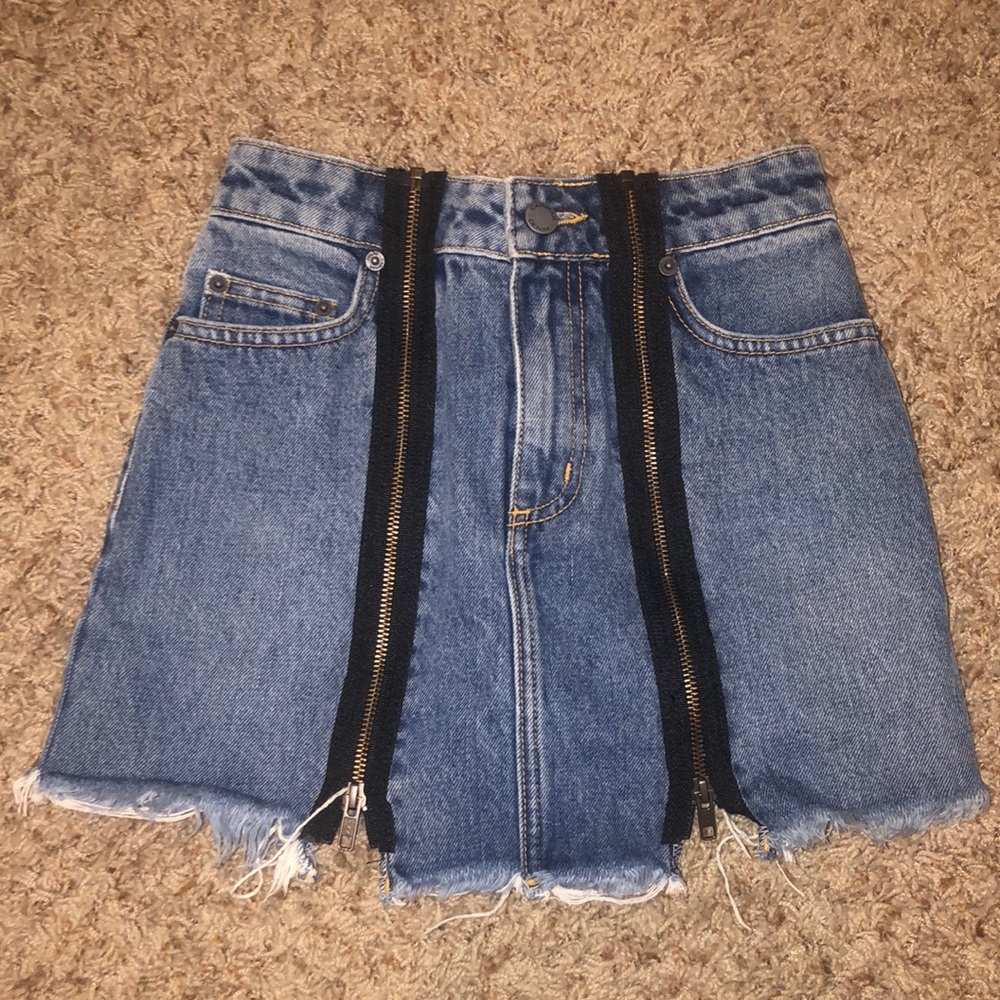 Carmar Zippered Jean Mini Skirt